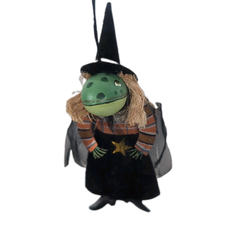 Gathered Traditions Joe Spencer Winifred Toad Witch Tin Halloween Ornament